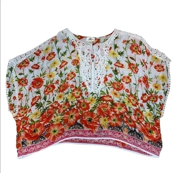 Bila Floral Boho Shoulder Top Size M​​​​​​​​​​​​​​​​​​​​​​​​​ - Picture 6 of 8
